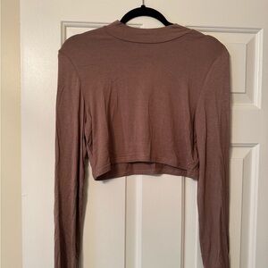 SHEIN brown Crop Top Long Sleeve